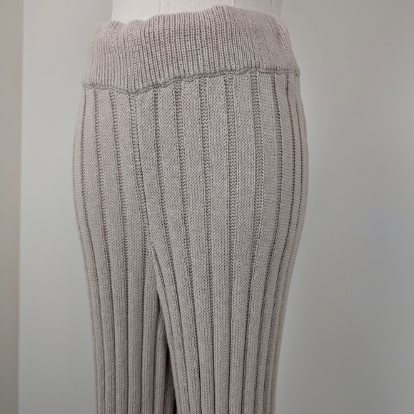 Free People Beach FP Ribbed Knit Pants Imogene Cream High Rise Wide Leg - Picture 6 of 10